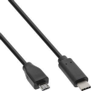 InLine USB 2.0 Kabel - USB-C Stecker an Micro-B Stecker - schwarz - 0,5m